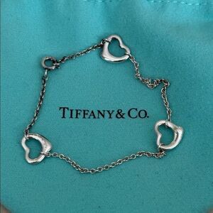 Tiffany & Co. Elsa Peretti 3 Open Heart Bracelet 925 Sterling Silver Rare